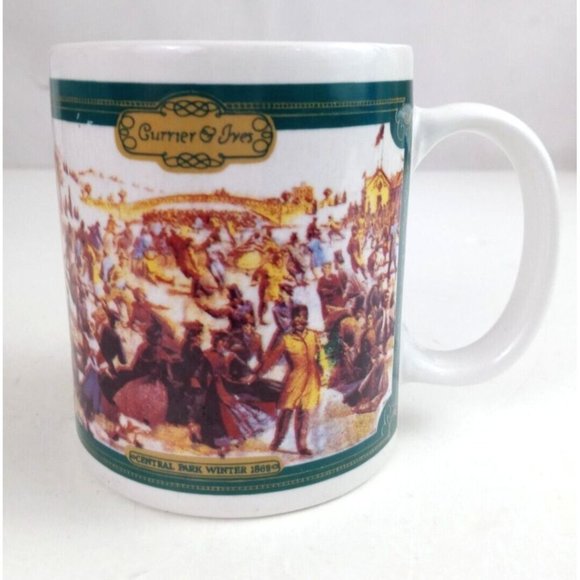 Vintage Houston Foods Currier & Ives Central Park Winter 1868 Design Coffee Cup - Picture 1 of 8